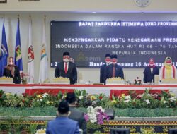 Gubernur Arinal dan Wagub Chusnunia Hadiri Rapat Paripurna HUT RI ke-76 dengan Agenda Mendengarkan Pidato Kenegaraan Presiden Joko Widodo