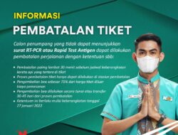 Pengembalian Biaya Tiket Penumpang KA Tanpa Surat RT/PCR atau Rapid Antigen Dikembalikan 75 Persen