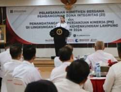 Kemenkumham Lampung Laksanakan Penandatanganan Komitmen Bersama Zona Integritas, Perjanjian Kinerja, WBK, dan WBBM