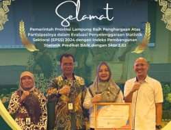 Pemerintah Provinsi Lampung Raih Penghargaan Atas Partisipasinya dalam Evaluasi Penyelenggaraan Statistik Sektoral (EPSS) 2024