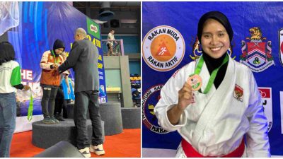 Dini Maharani saat menerima gelar juara dalam ajang bergengsi “Milo International Open Karate Championship 2025”, yang berlangsung di Titiwangsa Indoor Stadium, Kuala Lumpur, Malaysia, pada 19–22 Juni 2025.