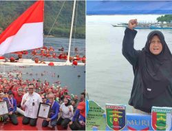 Ketua Jurnalis Polda Lampung Kusmawati Fatahong “Mak Kus” Ikuti Berenang Merdeka 2025 di Laut Mutun