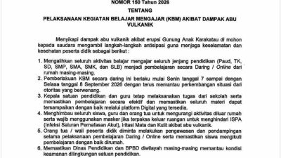 Dampak Abu Vulkanik Gunung Anak Krakatau, Gubernur Lampung Alihkan Sekolah ke Pembelajaran Daring